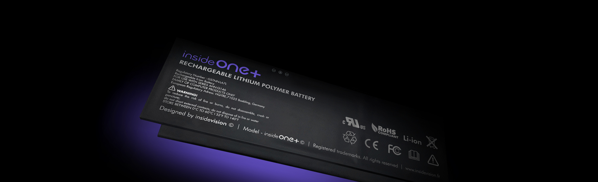 La photo représente la batterie de l'insideONE+.