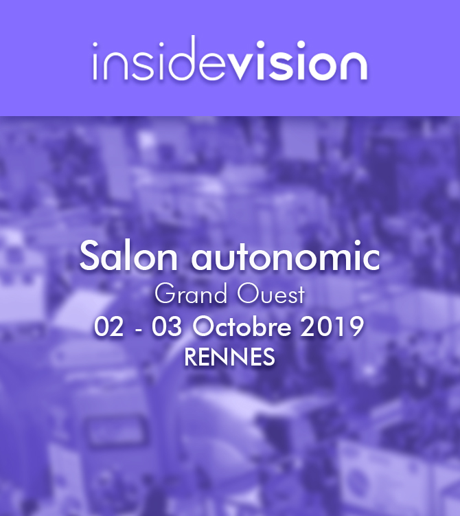 Photo représentant le logo insidevision sur un fond représentant une foule sur un salon - Salon autonomic Rennes - 02 - 03 octobre 2019