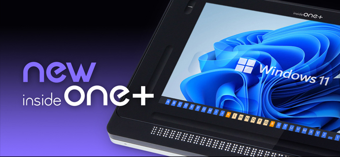 Image représentant l'insideONE+ avec à l'écran l'image de Windows 11